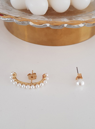 lovely pearl earlobe pass earring set