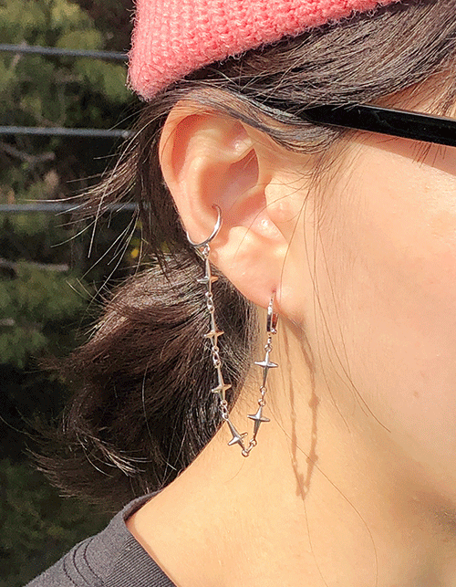 cross chain earring &amp; earcuff
