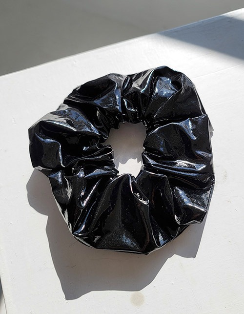 enamel black scrunchie