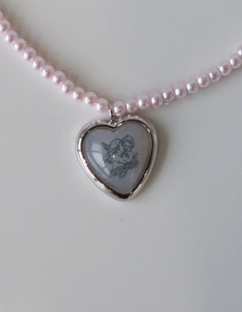 rose angel heart necklace