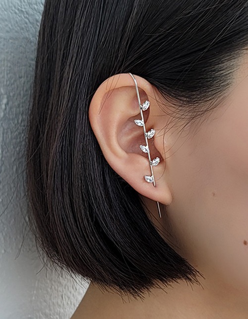 cubic leaf pass through earring