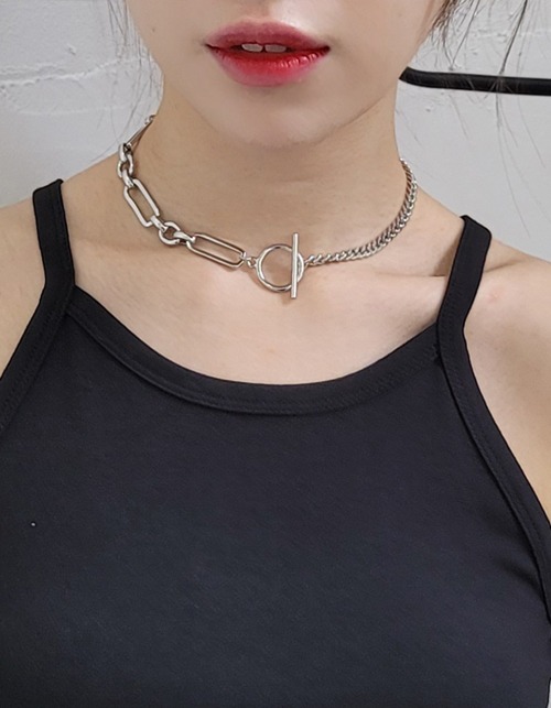 mix chain O ring choker necklace