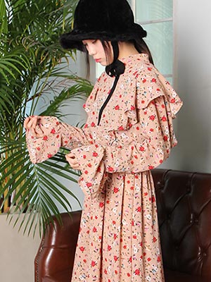 flare sleeve flower dress (2 colors) 