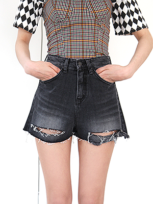 front slit black denim shorts (3 sizes)