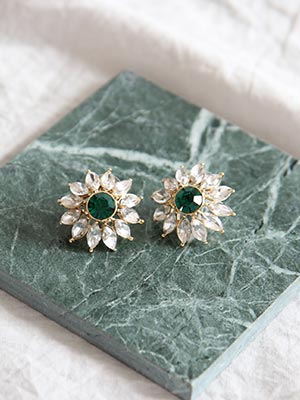 emerald flower earring