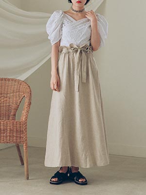 belt strap long skirt (2 colors) 
