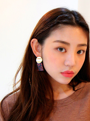 coin mixed trapezoid earring (pink)