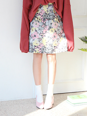 jacquard midi skirt (2 colors)