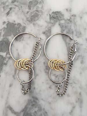 Double rings chain earring