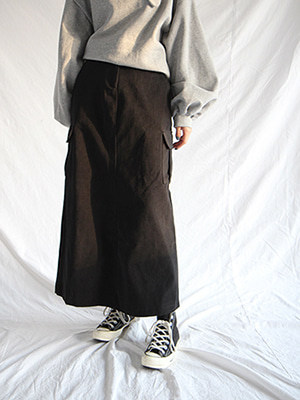 cotton pocket long skirt (2 colors)