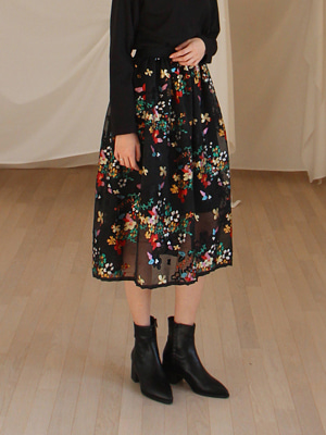 oriental flower skirt (2 colors)