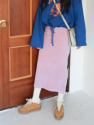 velour slit skirt (4 colors) 