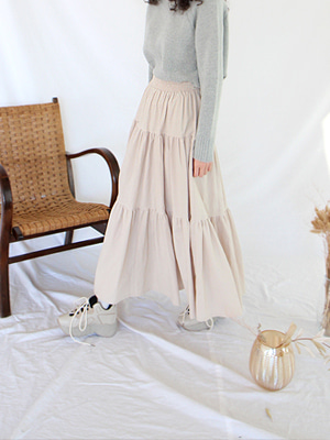 cord long cancan skirt (3 colors)