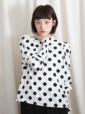 Dot puff blouse (2 colors)