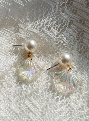 pearl + opal clam earrings