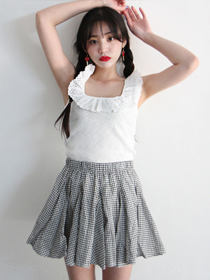 eyelet lace frill top (2 colors)