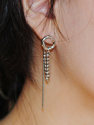 O ring chain unbalance connect earring