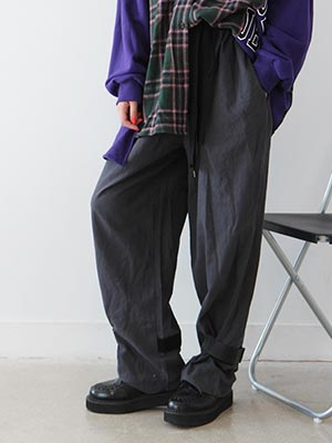 leg strap wide pants (2 colors)