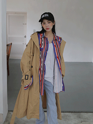 hoody trench coat (2 colors)