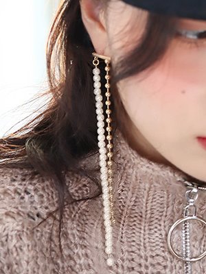 double gold line earring