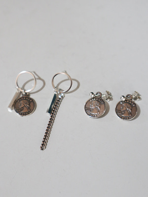[silver 925] quarter coin earring (2 types)