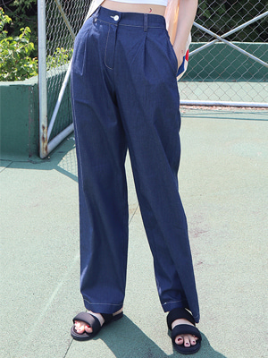 simple wide denim pants (2 colors)