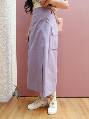 pocket belt long wrap skirt (2 colors)