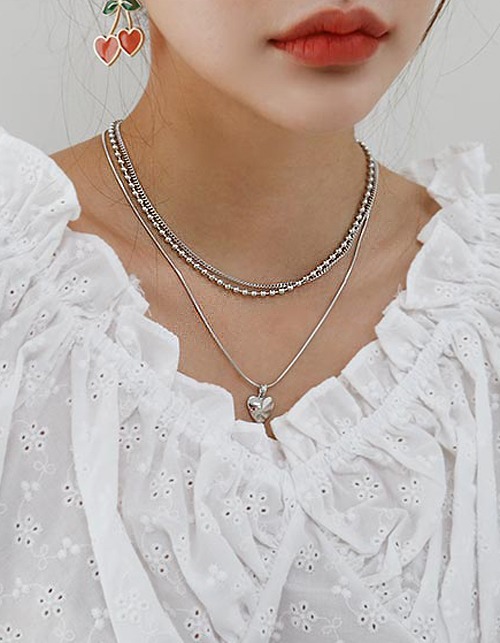 mini heart+ball chain 3 set necklace