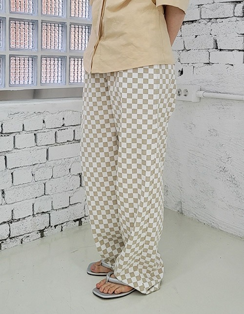 checkerboard banding pants (2 colors)