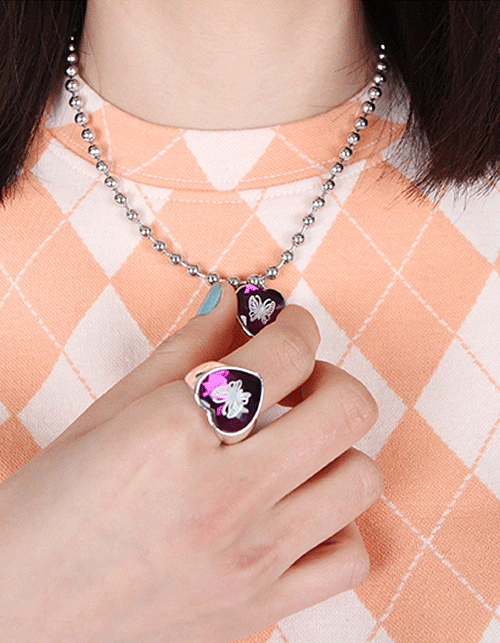 mystic violet cristal ♡ ring&amp;necklace