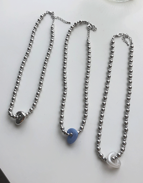 heart silver ball necklace (3 colors)