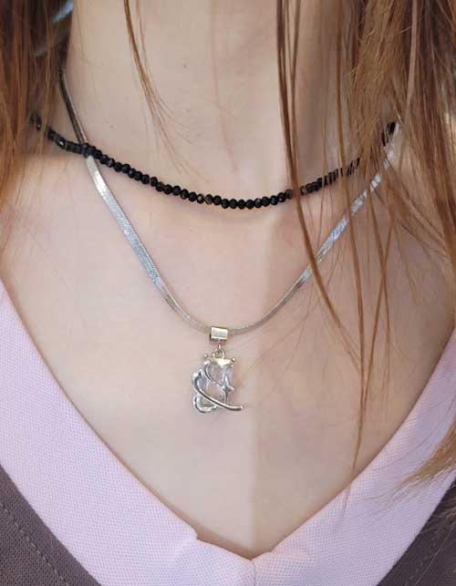 square  Jewel plat snake necklace