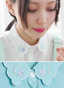 tulip embroidered collar blouse (2colors)