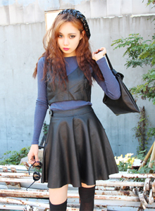 leather top + skirt set