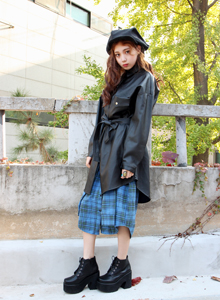 trench leater long jacket