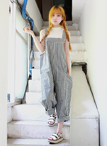 gingham check jumpsuit