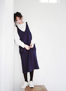 pocket stripe long dress(2 color)