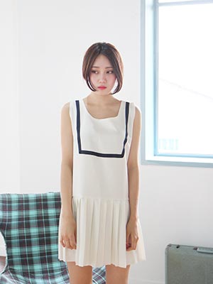 sleeveless pleats  dress (3 colors) 