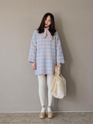 pastel hound tooth check dress (2 colors)