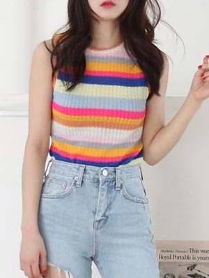 vivid stripe sleeveless top (2 colors)  