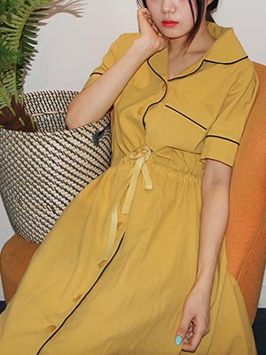 linen piping dress(2 colors) 