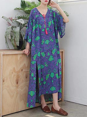 ethnic pattern slit dress(2 colors)