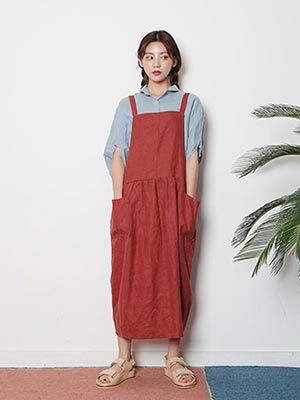 linen apron dress (2 colors)