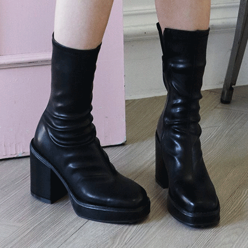 chunky heel ankle boots (2 colors)
