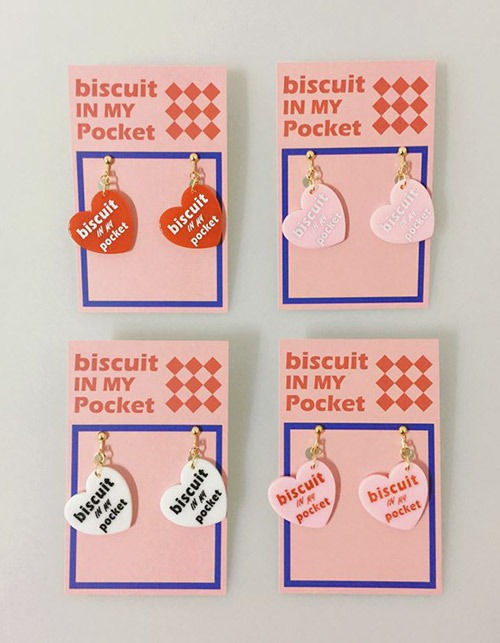 **BISCUIT IN MY POCKET**heart earring (4 colors)