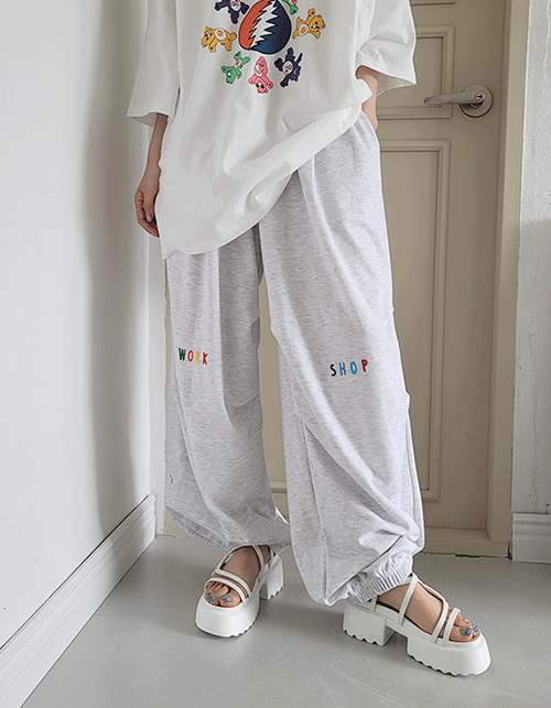 knee embroidery boxy jogger pants(3 colors)