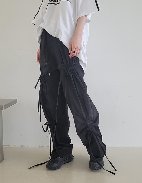 ribbon shirring pants (2 colors)