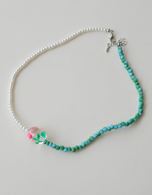 glass ball flower necklace (3 colors)