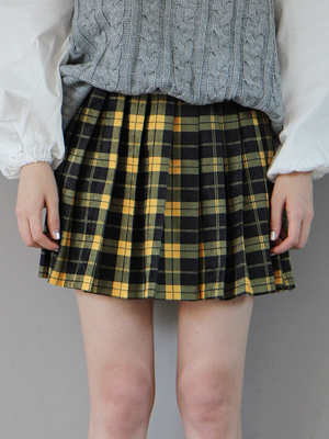 school check pleats skirt (3 colors)