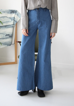 denim wide bell pants (2 colors)